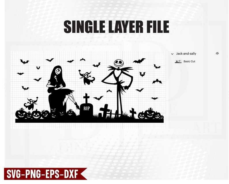 Jack and Sally Libbey Can Glass 16oz Nightmare Before Christmas svg Halloween Can Glass svg eps png dxf File For Cricut Silhouette#3