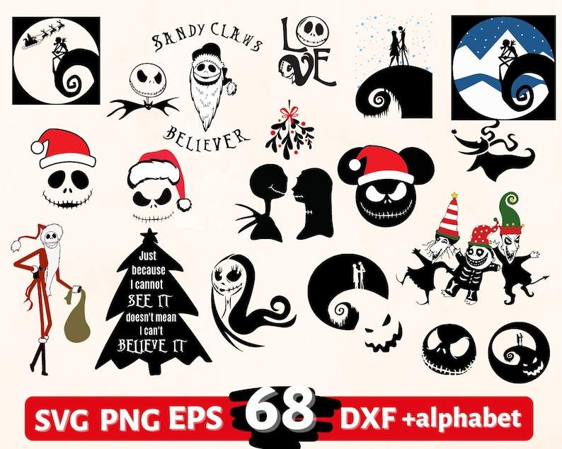 68 nightmare before christmas cut designs and alphabet SVG Cut file for cricut Perfect for Crafting And Design Projects