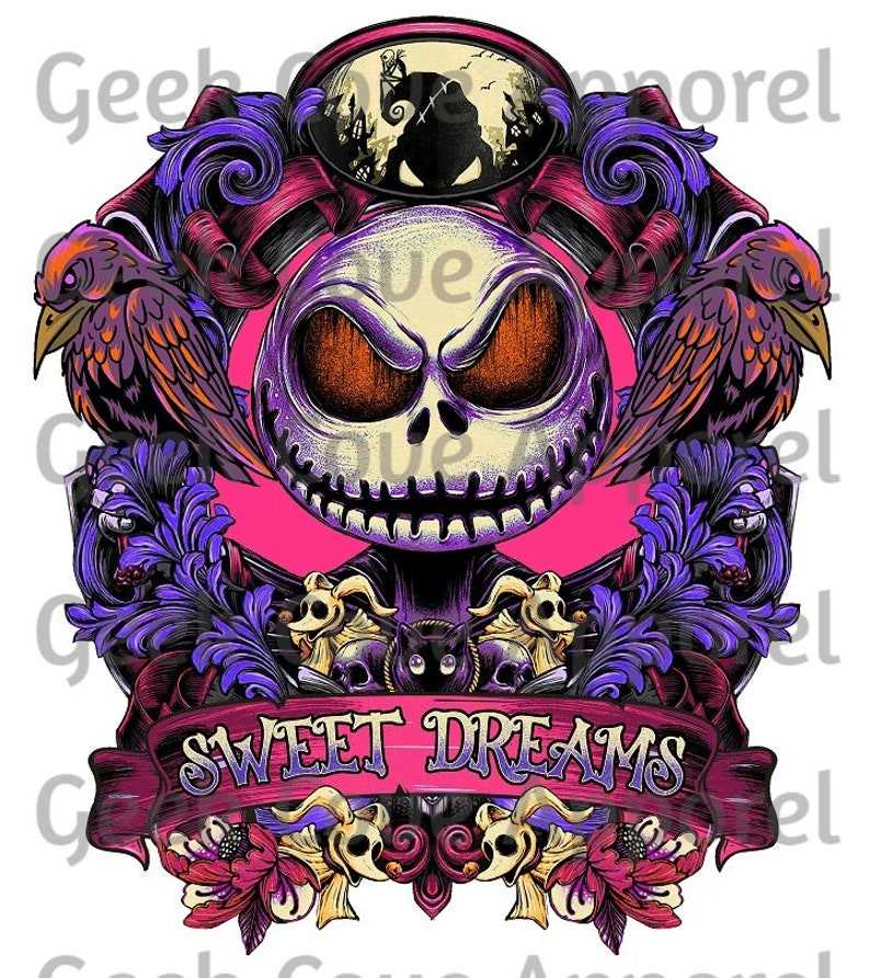 Jack Skellington Sweet Dreams Nightmare Before Christmas Digital Silhouette PNG Clip art for All your Designs Perfect for Crafting And Design Projects 