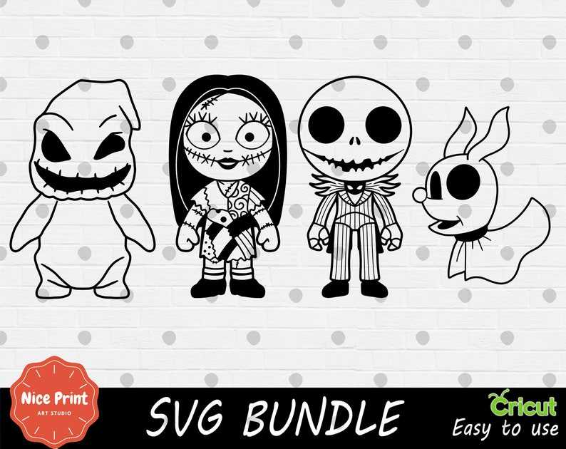 Outline Jack Sally Zero SVG Bundle Cricut SVG High Quality Perfect for Crafting And Design Projects 