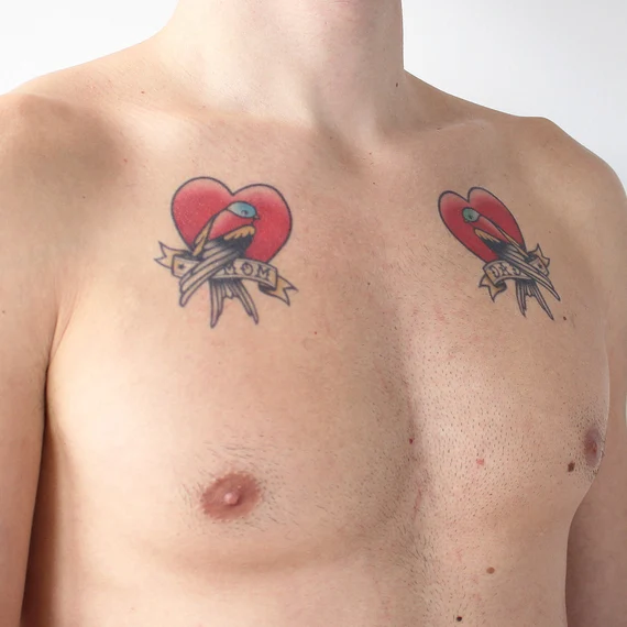 Mom Dad Tattoo Chest, Mom Dad Tattoo On Chest 1