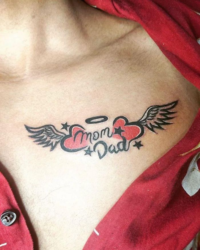 Mom Dad Tattoo Small, Simple Mom Dad Tattoo 2