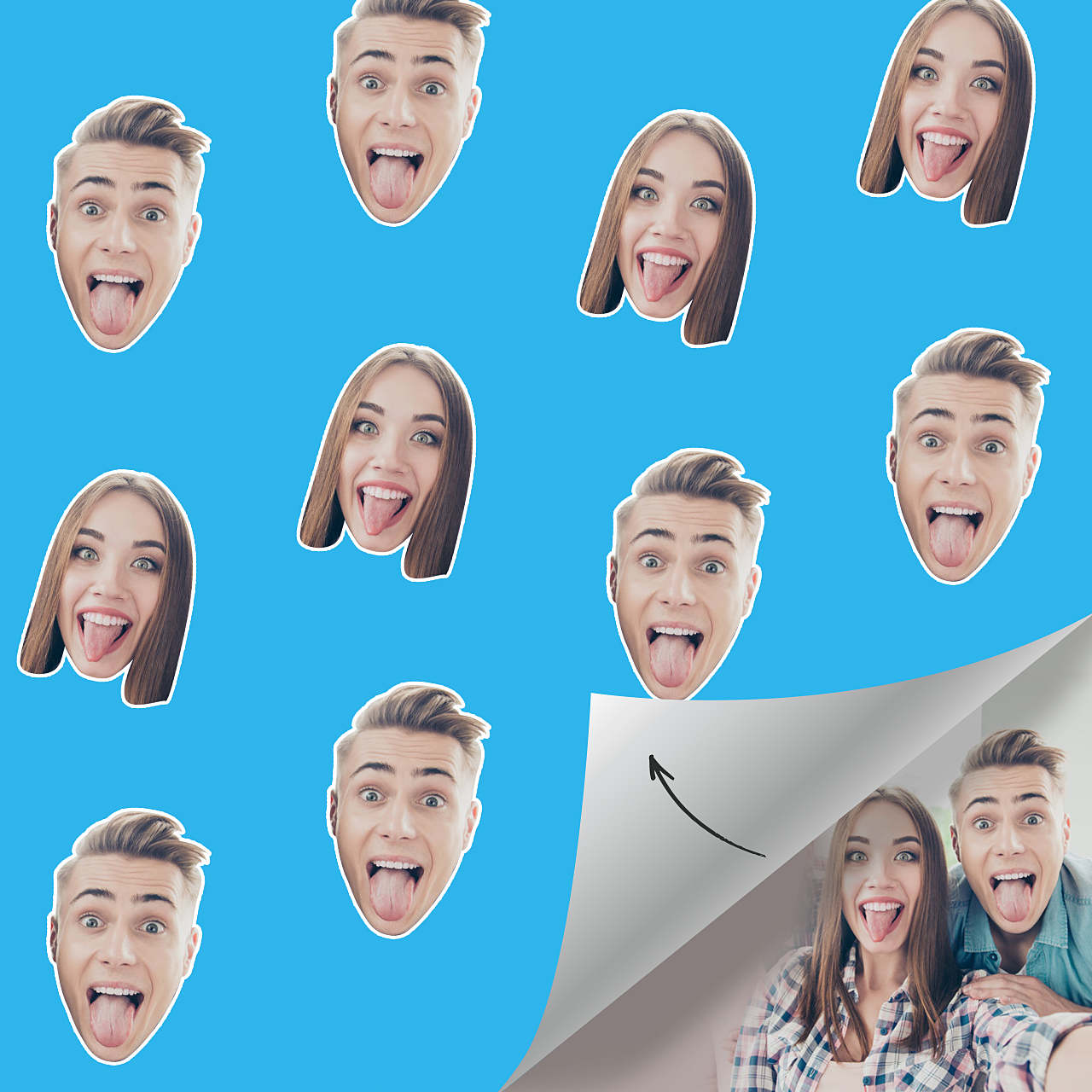 Custom Face Gift Wrapping PaperColorful Custom Face Stickers Face