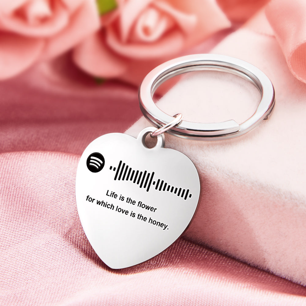 Valentine's Day Anniversary Custom Music Code Keychain Personalized Song Shiny Keychain Memorial Gifts