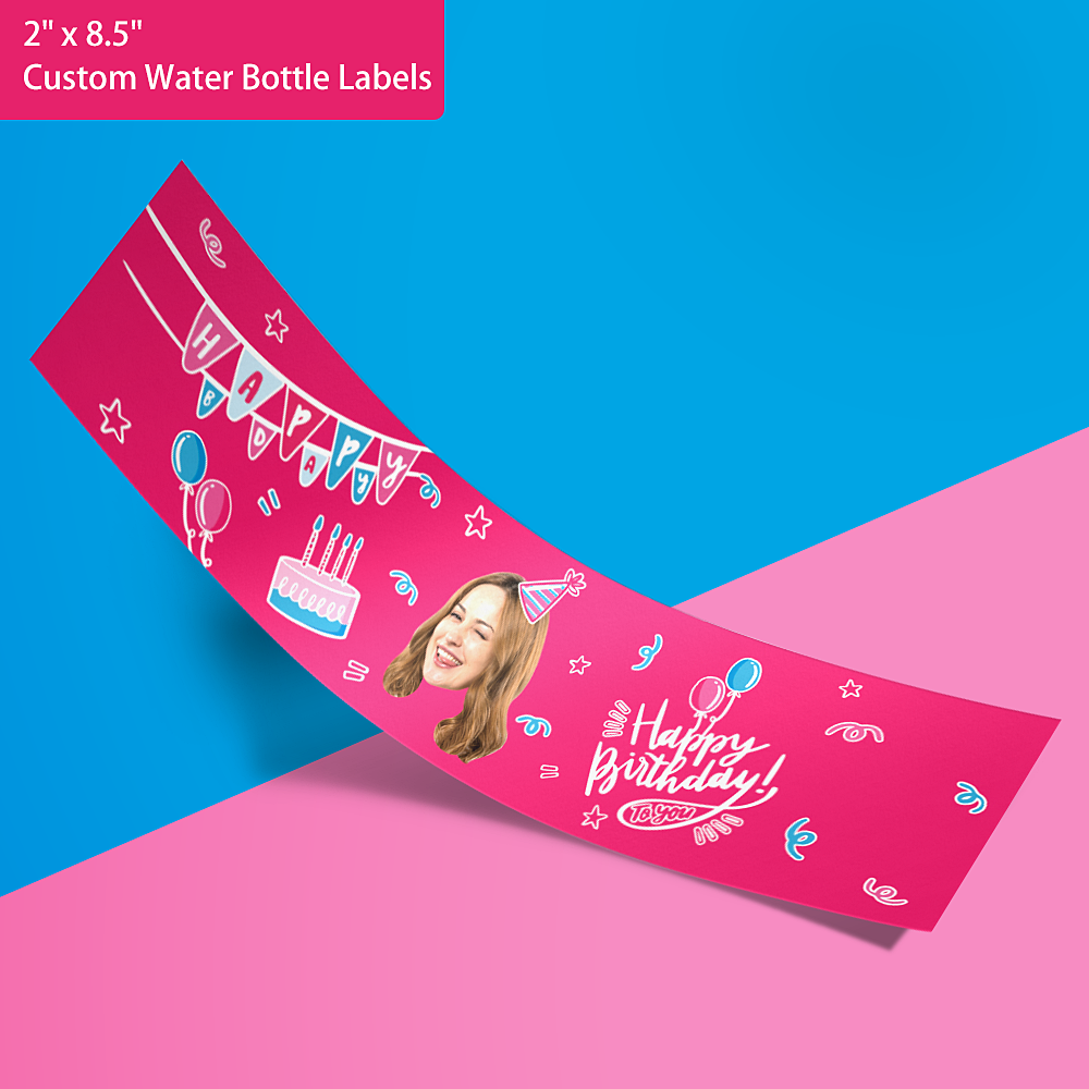 Custom Face Gift Wrapping PaperWater Bottle Labels (2in. x 8.5in