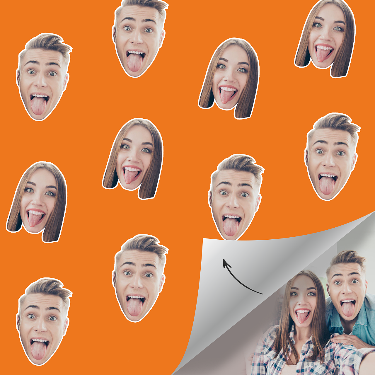 Custom Face Gift Wrapping Paper-Colorful | Custom Face Stickers | Face ...