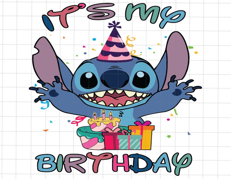 Stitch My Birthday Png High Quality Perfect for your Design