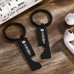Scannable Custom Spotify Code Keyring Gifts for Valentine's Day Black