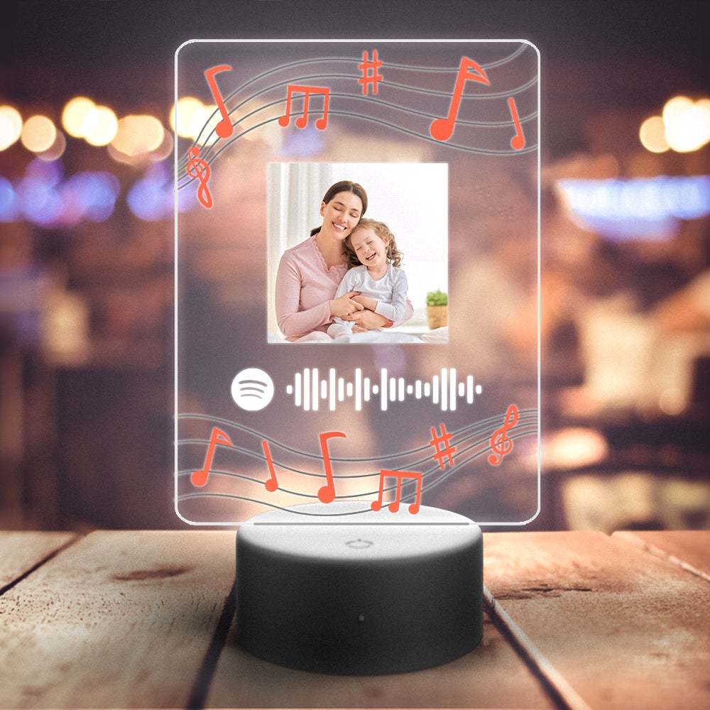 Custom Spotify Night Light with 7 Colors Personalized Night Light with Remote Control Notation Gift For Mom