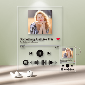 Spotify Glass - Personalized Spotify Code Music Plaque(12cm x 16cm) With A Free Same Keychain(5.4cm x 8.6cm)