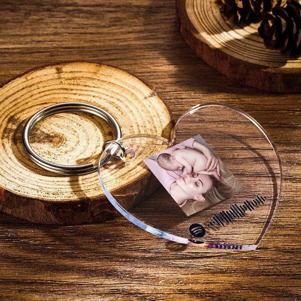 Personalized Scannable Spotify Code Keychain Spotify Favorite Song Photo Engraved Keychain Heart-shaped