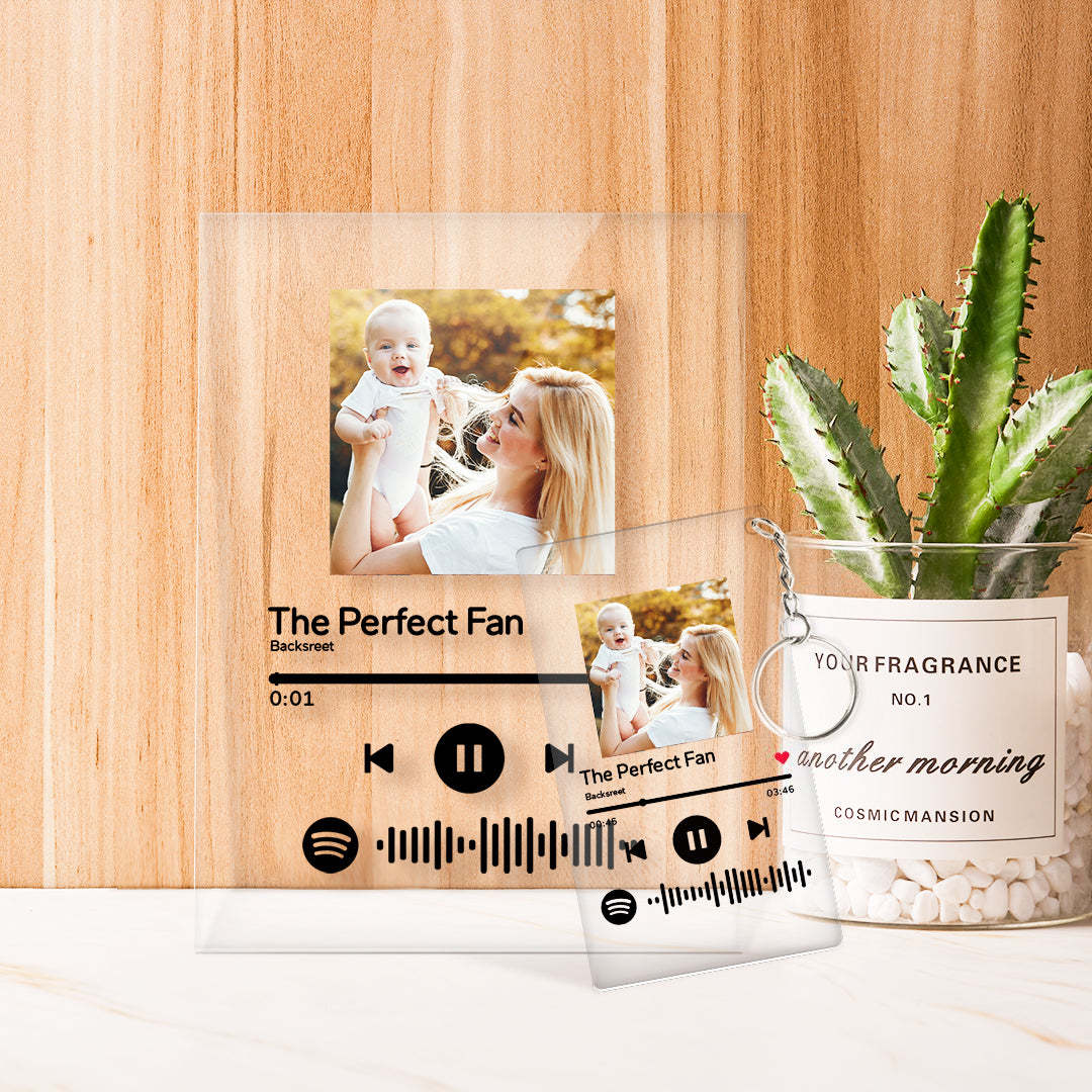 For Mom - Personalized Spotify Code Music Plaque(4.7in x 6.3in) With A Free Same Keychain(2.1in x 3.4in)