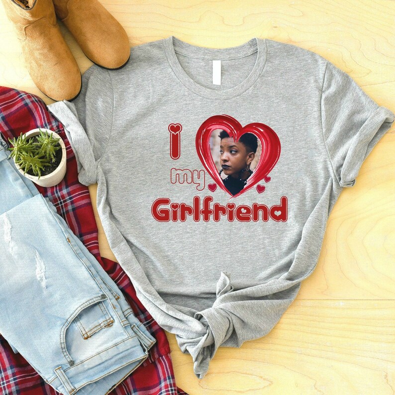 Personalized I Love My Girlfriend T-Shirt with your photo as a gift