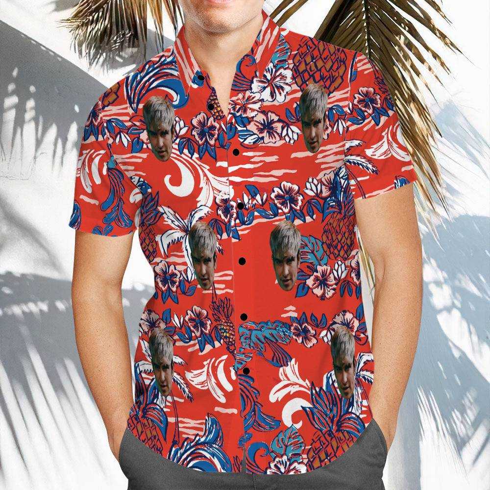 Jake Webber Hawaiian Shirt Custom Photo Hawaiian Shirt Vintage Floral Pattern Hawaiian Shirt