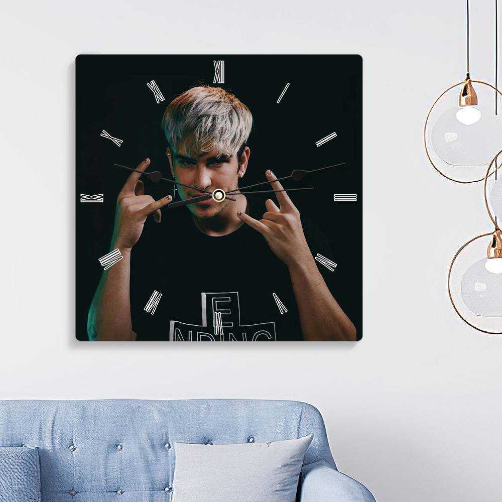 Jake Webber Square Wall Clock Home Decor Wall Clock Gifts for Jake Webber Fans YouTuber Photo Wall Clock
