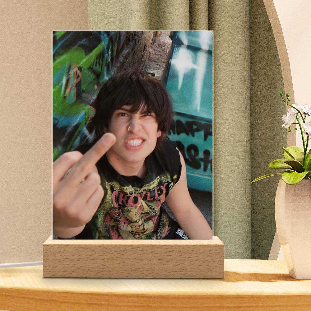 Jake Webber Lamp Jake Webber Flipping the Bird by Jake Webber Lamp with Wooden Base