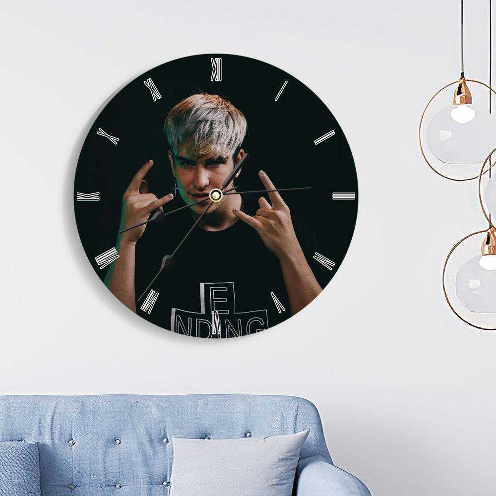 Jake Webber Round Wall Clock Home Decor Wall Clock Gifts for Jake Webber Fans YouTuber Photo Wall Clock