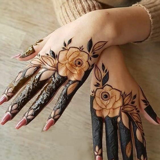 back hand mehndi design, rose mehndi design back hand