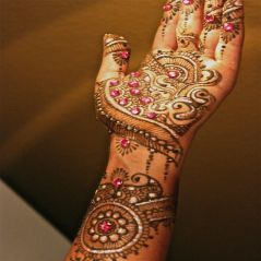 gemstones front hand mehndi design