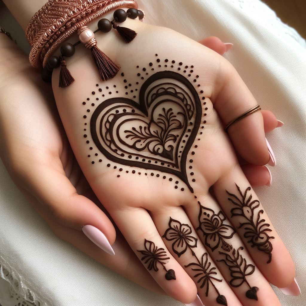 Heart Mehndi Designs Simple