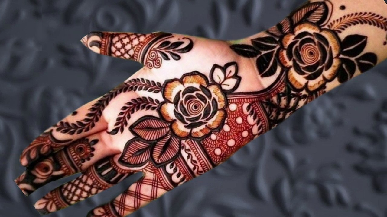 back hand mehndi design, rose mehndi design back hand