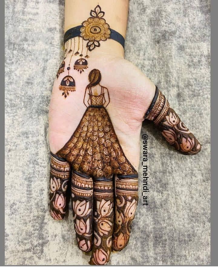 Front Hand Simple Mehndi Design, Front Hand Mehndi Design 134