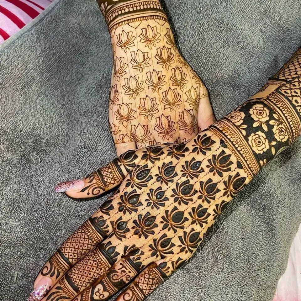 full hand mehndi design, simple full hand mehndi design