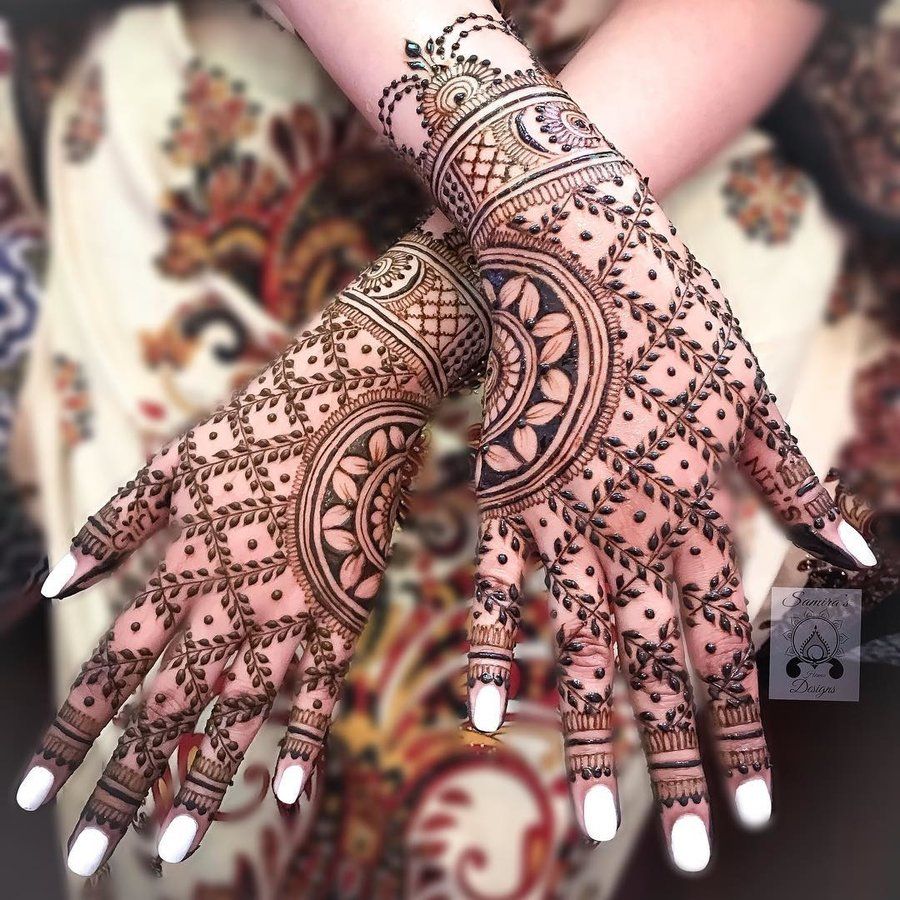 full hand mehndi design, simple full hand mehndi design