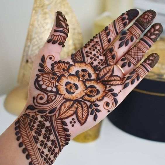 Front Hand Simple Mehndi Design, Front Hand Mehndi Design 108