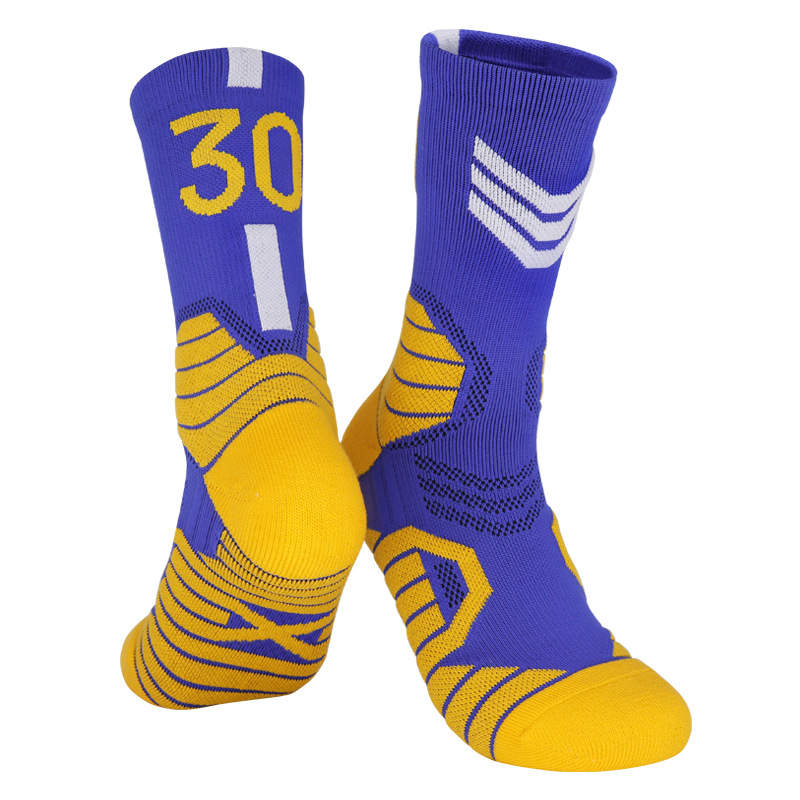 Men's High Top Basketball Socks Professional Combat Sports Socks Golden  State Warriors No.30
