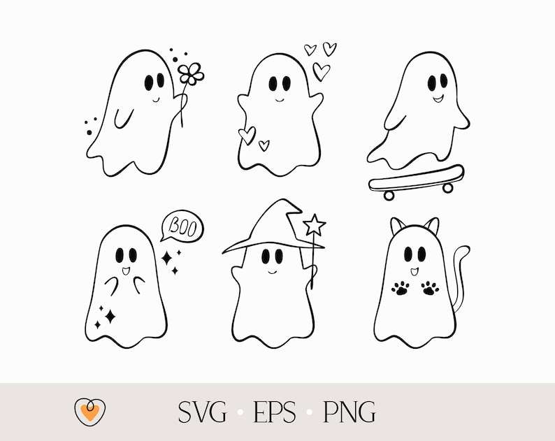 Cute Ghosts Svg, Halloween Svg, Kawaii Ghosts Svg#7