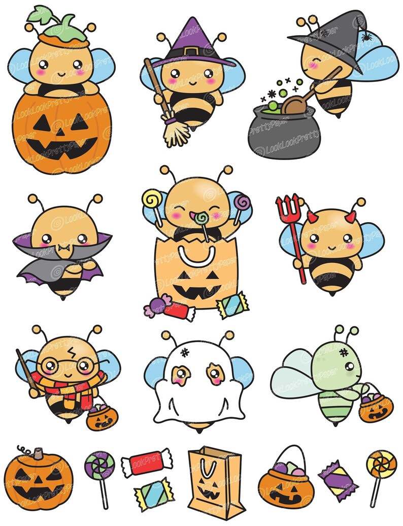 Kawaii Halloween Bees Svg, Cute Halloween Svg, Halloween Svg#2