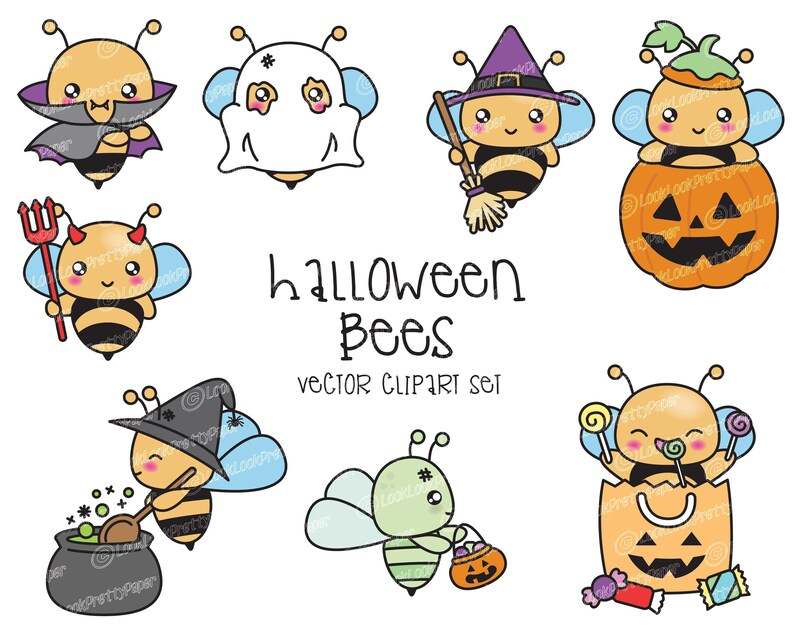Kawaii Halloween Bees Svg, Cute Halloween Svg, Halloween Svg#1
