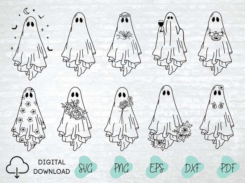 Ghost SVG, Floral Ghost Svg, Halloween Svg, Flower Svg#4