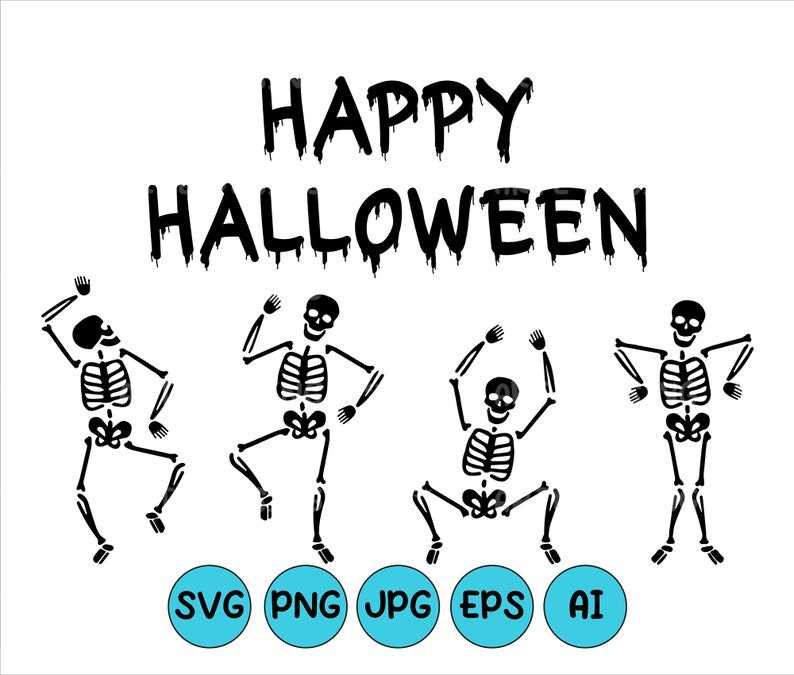 Happy Halloween Dancing Skeleton Svg, Happy Halloween Png#5