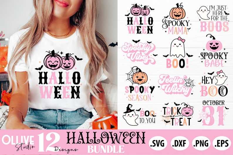 Halloween Pink SVG Bundle, Halloween Cute SVG, Halloween Svg#1