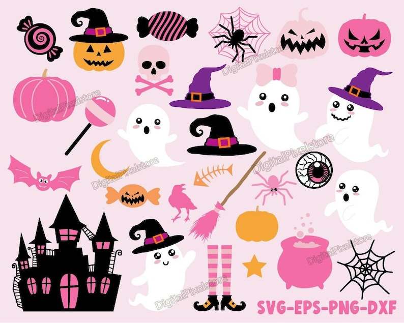 Halloween Pink Svg, Halloween Girl Svg, Cute Ghost Svg, Halloween Svg#1