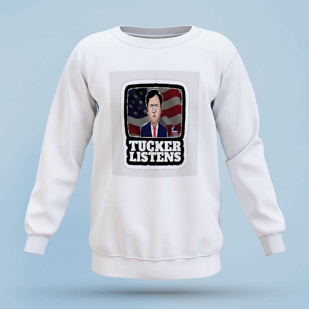 Tucker Carlson Sweatshirt Classic Celebrity Sweatshirt Tucker Listens Sweatshirt