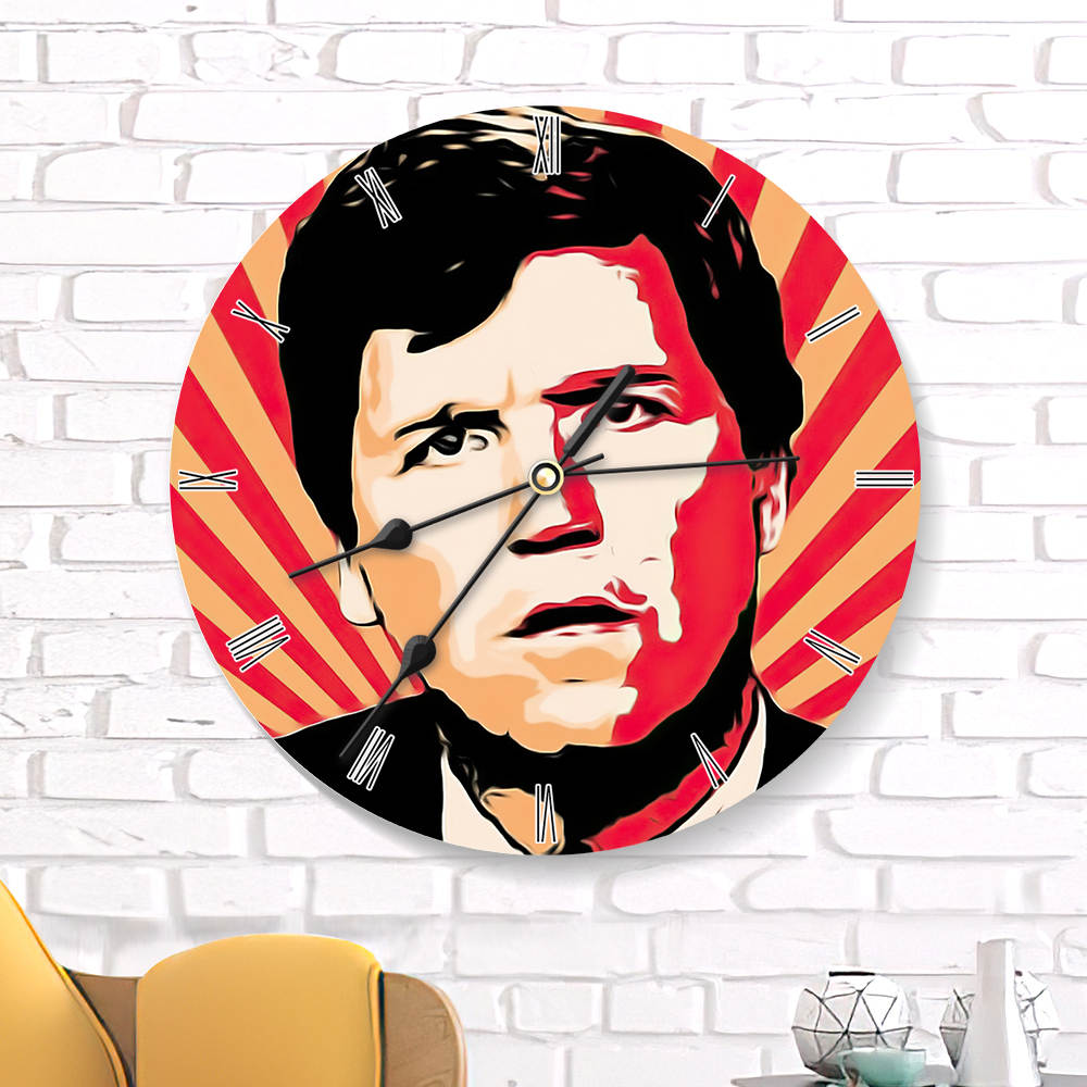 Tucker Carlson Round Wall Clock Home Decor Wall Clock Gifts for Tucker Carlson Fans Tucker Carlson Photo Wall Clock