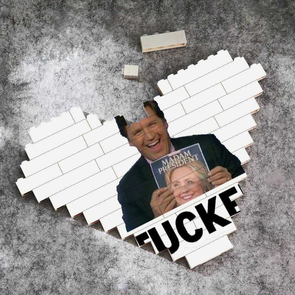 Tucker Carlson Merch Heart Shape Building Blocks Gift for Fans Tucker Carlson Fox News Building Blocks