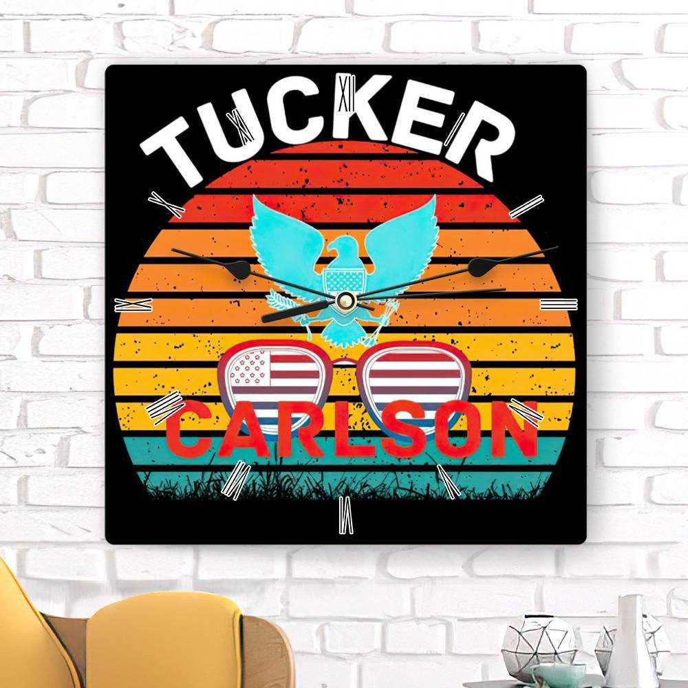 Tucker Carlson Square Wall Clock Home Decor Wall Clock Gifts for Tucker Carlson Fans Tucker Carlson Logo Photo Wall Clock