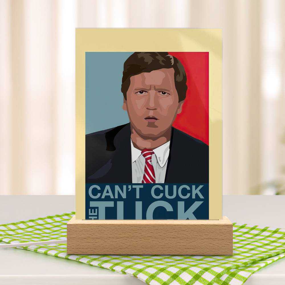 Tucker Carlson Lamp Classic Celebrity Night Light Can't Cuck The Tuck by Tucker Carlson Lamp with Wooden Base