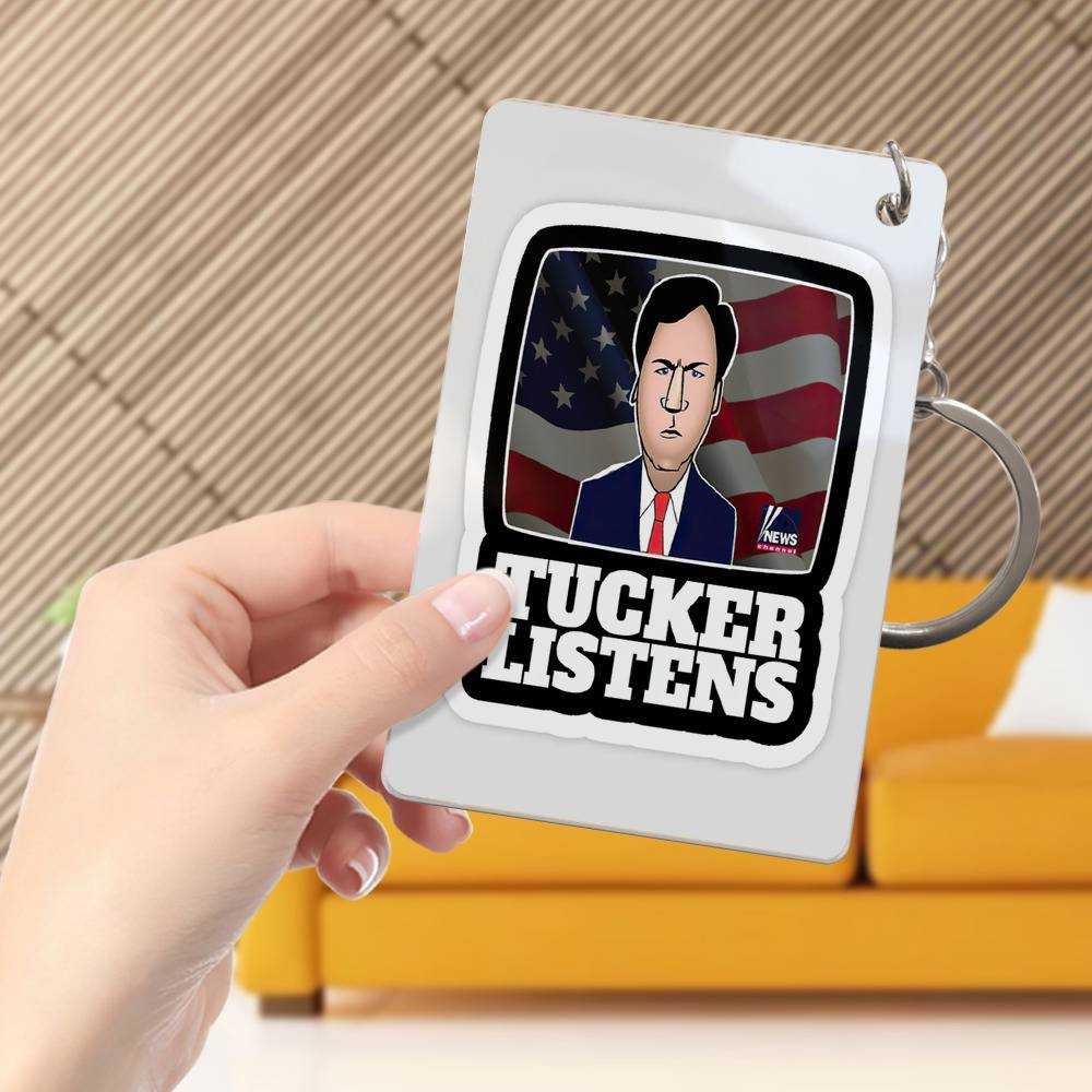 Tucker Carlson Keychain Classic Celebrity Keychain Tucker Listens by Tucker Carlson Keychain