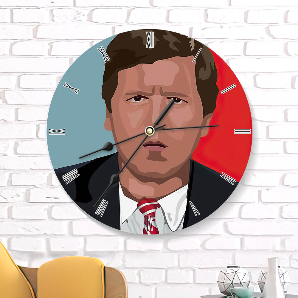 Tucker Carlson Round Wall Clock Home Decor Wall Clock Gifts for Tucker Carlson Fans Can't Cuck The Tuck Wall Clock