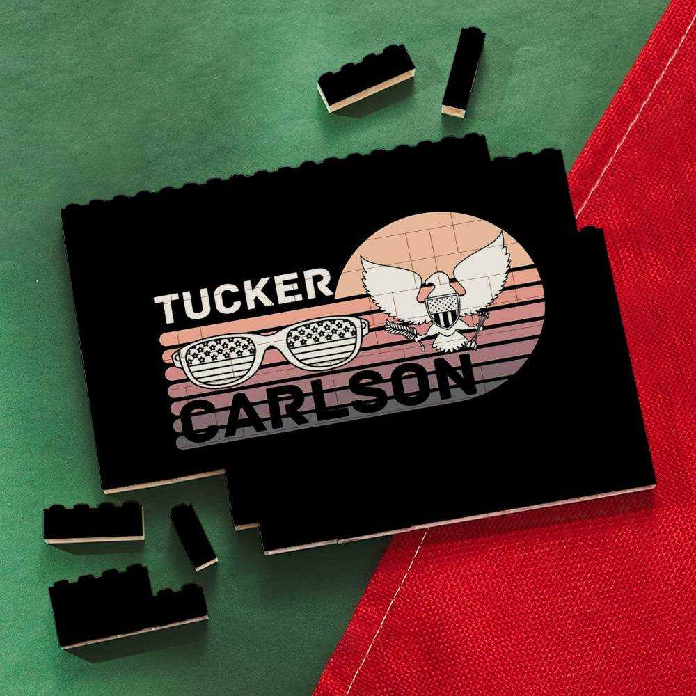 Tucker Carlson Merch Building Blocks Gift for Fans Tucker Carlson Logo Building Blocks