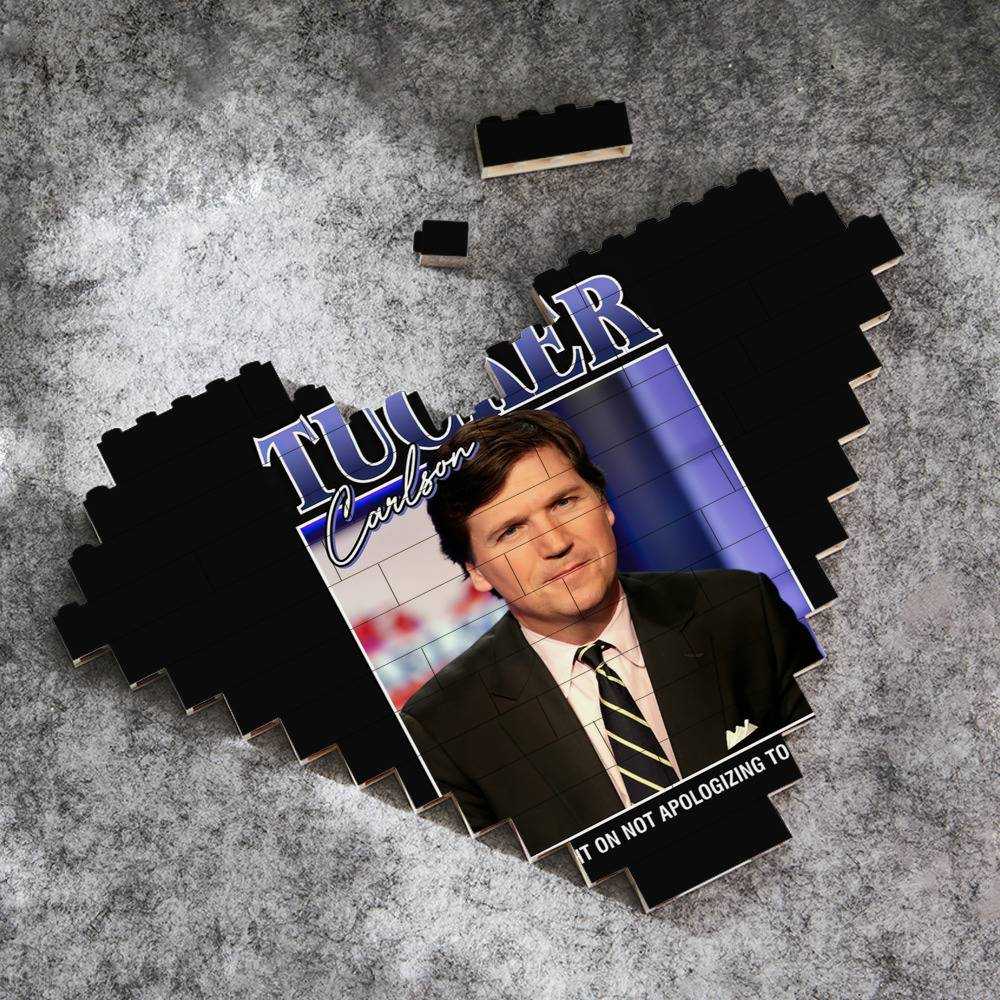 Tucker Carlson Merch Heart Shape Building Blocks Gift for Fans Tucker Carlson Classic Building Blocks