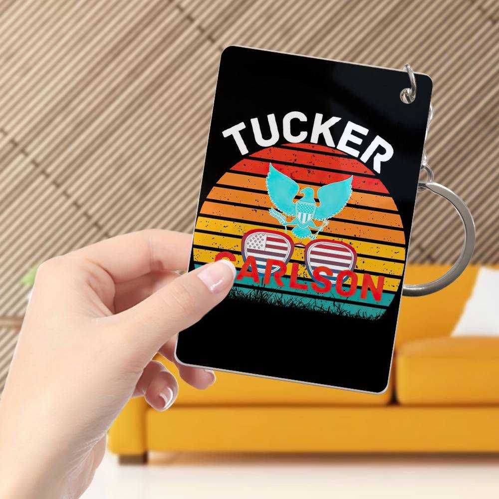 Tucker Carlson Keychain Classic Celebrity Keychain Tucker Carlson Logo Photo by Tucker Carlson Keychain