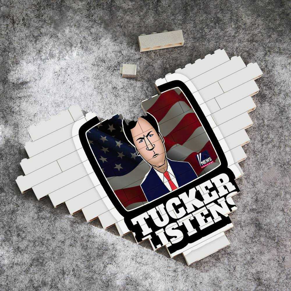 Tucker Carlson Merch Heart Shape Building Blocks Gift for Fans Tucker Listens Building Blocks