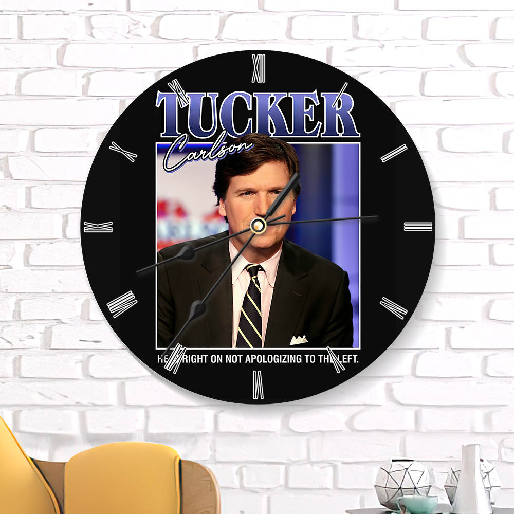 Tucker Carlson Round Wall Clock Home Decor Wall Clock Gifts for Tucker Carlson Fans Tucker Carlson Classic Wall Clock