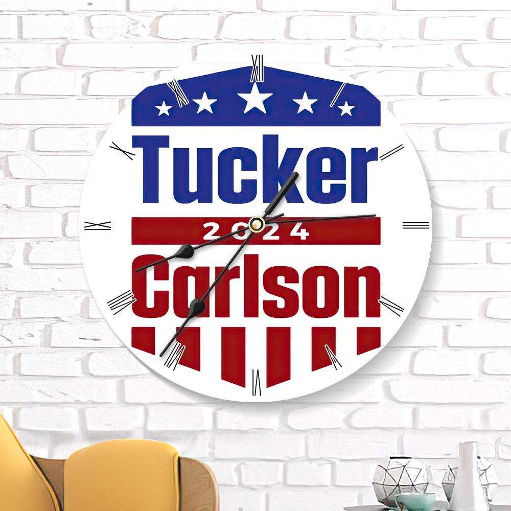 Tucker Carlson Round Wall Clock Home Decor Wall Clock Gifts for Tucker Carlson Fans Tucker Carlson 2024 Wall Clock